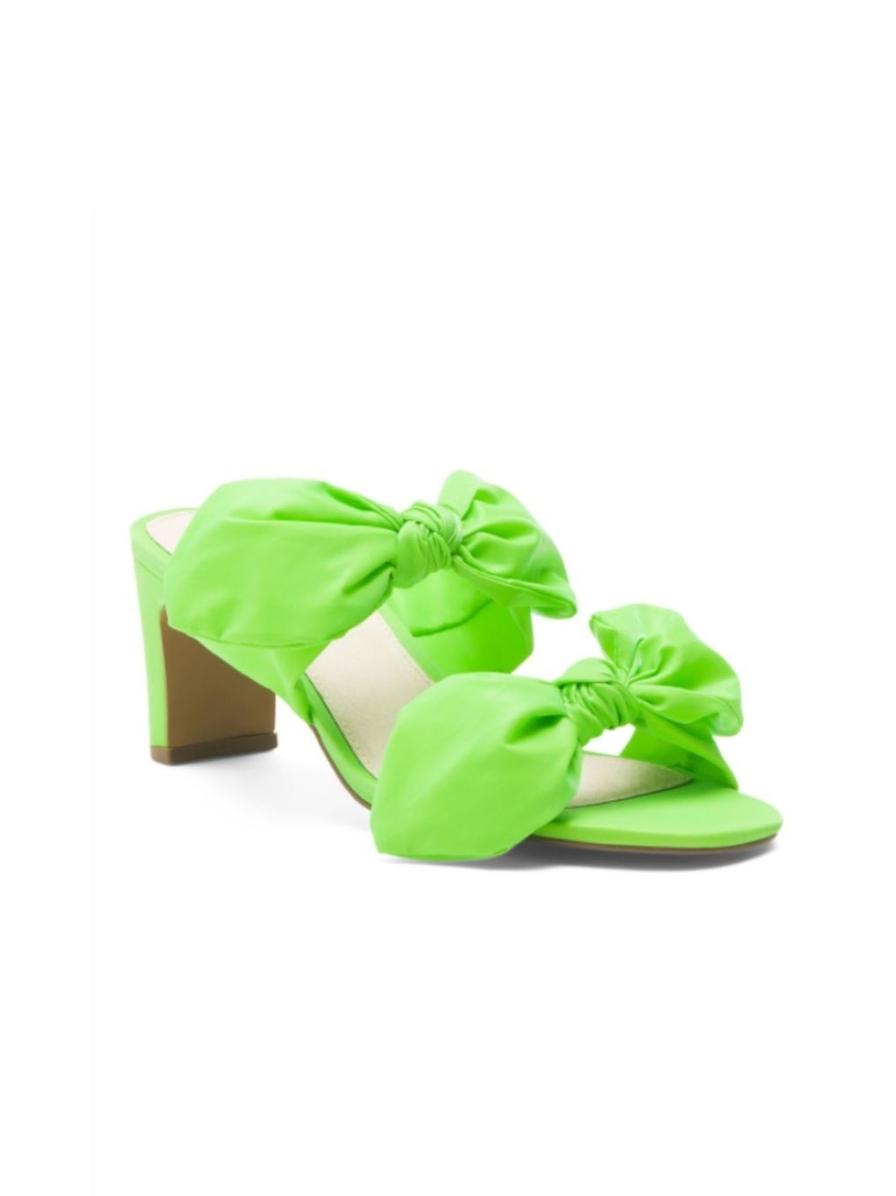 CECILIA NEW YORK Neon Green Bow Heel Sandals